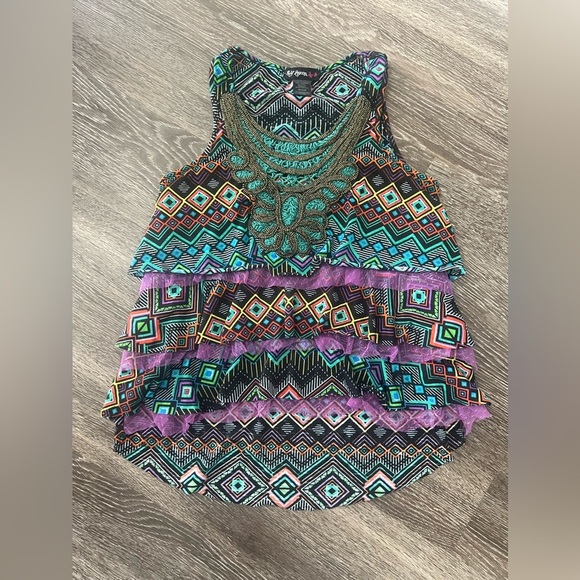 Self Esteem - Multicolor Tiered Boho Aztec Tank - Picture 4 of 7